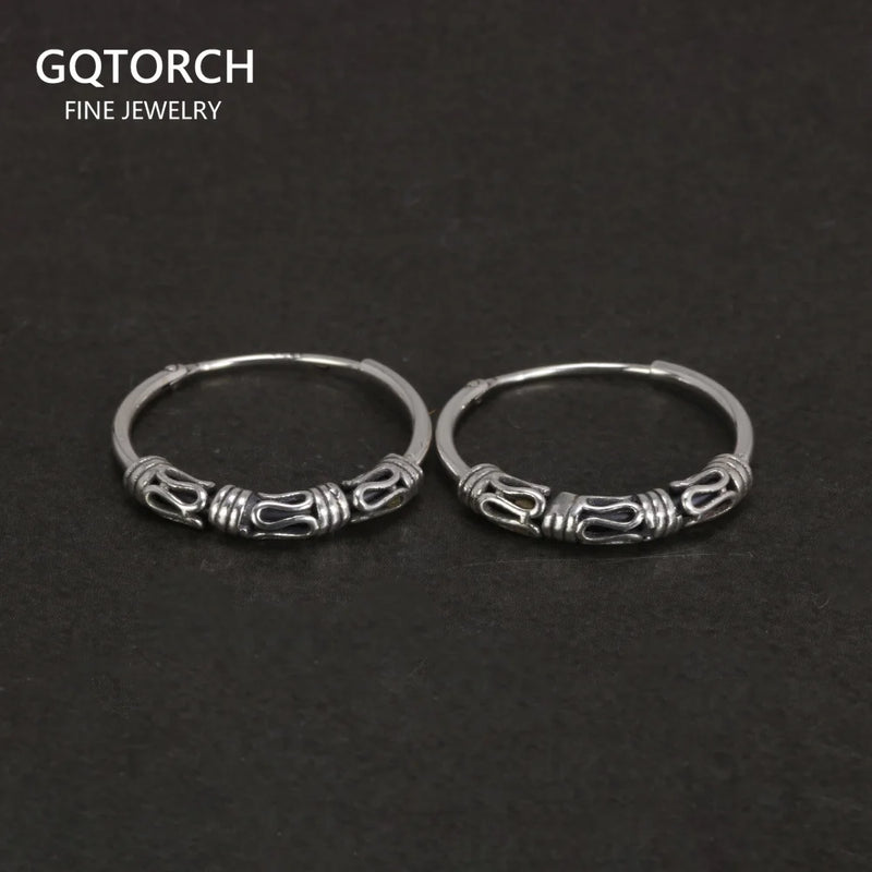 925 Silver Steampunk Round Earrings Vintage Jewelry