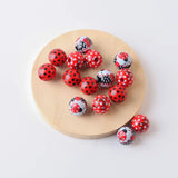 16mm Ladybug Print Wood Beads Round Spacer Wooden Pearl DIY Jewelry Making