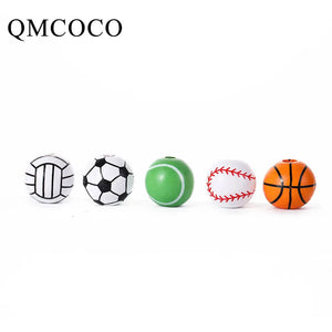 16mm Basketball Series Wooden Beads DIY Jewelry Accessories