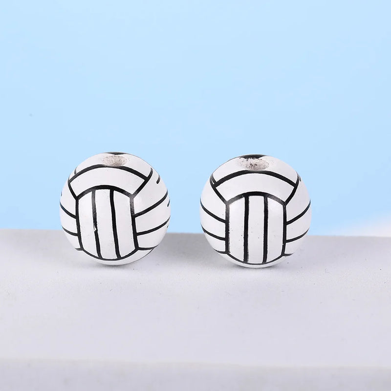 16mm Basketball Series Wooden Beads DIY Jewelry Accessories