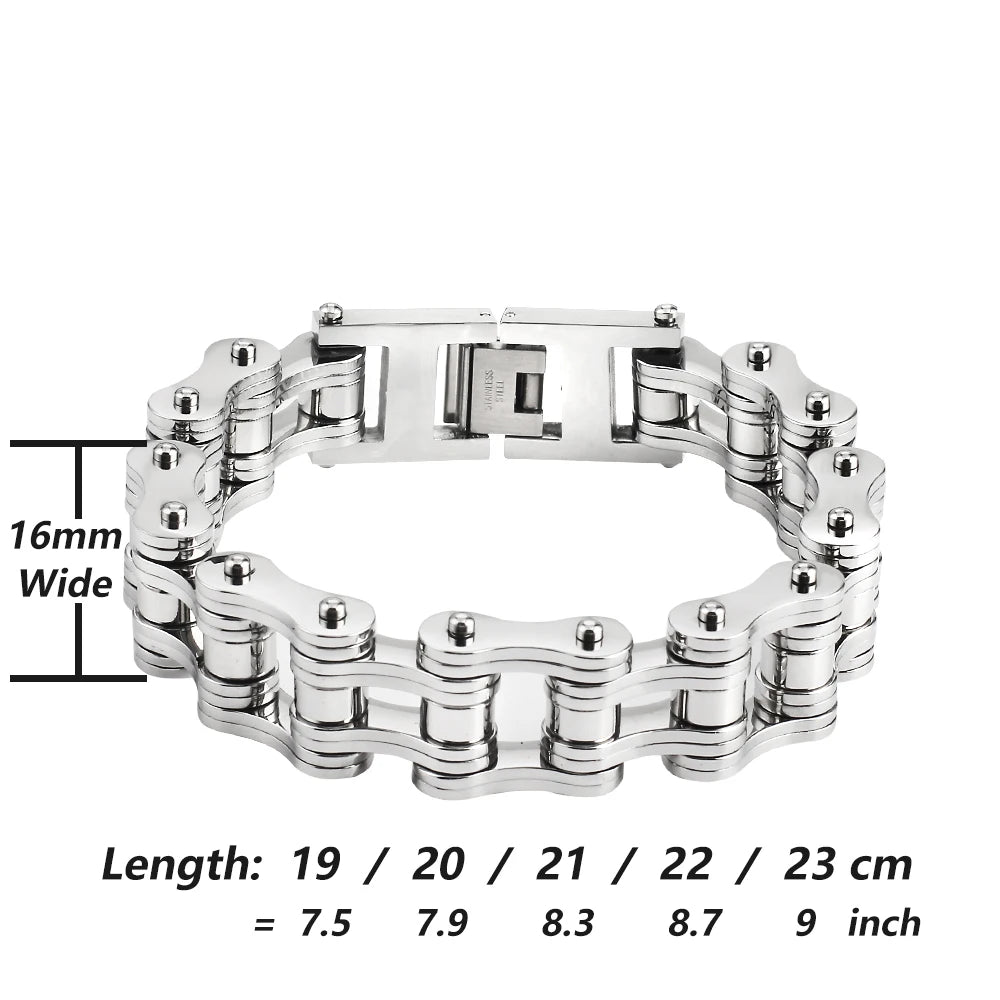 16mm Bike Chain Bracelet Customizable Bangle Stainless Steel