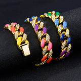16mm Rainbow Necklace Cuban Chain Hip-hop Accessory