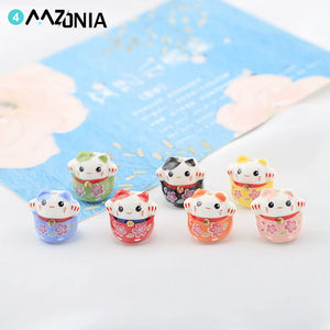 16mm Ceramic Lucky Cat Beads - DIY Necklace Animal Spacer Beads