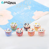 16mm Ceramic Lucky Cat Beads - DIY Necklace Animal Spacer Beads