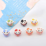 16mm Ceramic Lucky Cat Beads - DIY Necklace Animal Spacer Beads