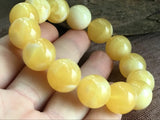 16mm Natural Mexican Yellow Amber Beeswax Bead Bracelet