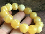 16mm Natural Mexican Yellow Amber Beeswax Bead Bracelet