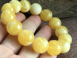 16mm Natural Mexican Yellow Amber Beeswax Bead Bracelet