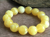 16mm Natural Mexican Yellow Amber Beeswax Bead Bracelet