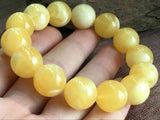 16mm Natural Mexican Yellow Amber Beeswax Bead Bracelet