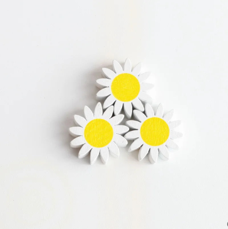 16mm Yellow Sunflower Bead Wooden Jewelry DIY Custom