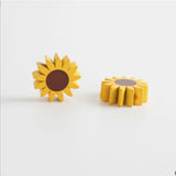 16mm Yellow Sunflower Bead Wooden Jewelry DIY Custom