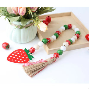 16mm Red Strawberry Wood Beads Curtain Straps Home Decoration Garland