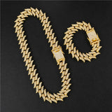 16mm Iced Out Gothic Cuban Necklace Chain Hip Hop Jewelry Choker Silver CZ Clasp