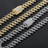16mm Iced Out Gothic Cuban Necklace Chain Hip Hop Jewelry Choker Silver CZ Clasp