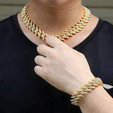 16mm Iced Out Gothic Cuban Necklace Chain Hip Hop Jewelry Choker Silver CZ Clasp