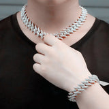 16mm Iced Out Gothic Cuban Necklace Chain Hip Hop Jewelry Choker Silver CZ Clasp