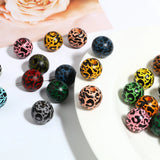 16mm Multicolor Wood Spacer Beads Round Ball Cow Pattern Loose Beads