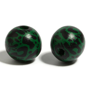 16mm Multicolor Wood Spacer Beads Round Ball Cow Pattern Loose Beads