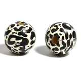 16mm Multicolor Wood Spacer Beads Round Ball Cow Pattern Loose Beads