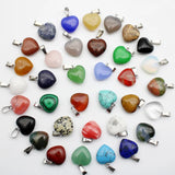 16mm Natural Agates Turquoises Quartz Heart Shape Pendant Crystal Amethysts
