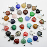 16mm Natural Agates Turquoises Quartz Heart Shape Pendant Crystal Amethysts