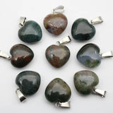 16mm Natural Agates Turquoises Quartz Heart Shape Pendant Crystal Amethysts