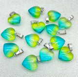 16mm Gemstone Quartz Crystal Opal Cat's Eye Charms Heart Pendants DIY Jewelry
