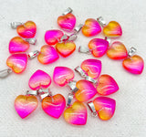 16mm Gemstone Quartz Crystal Opal Cat's Eye Charms Heart Pendants DIY Jewelry