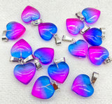 16mm Gemstone Quartz Crystal Opal Cat's Eye Charms Heart Pendants DIY Jewelry