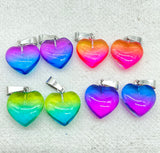 16mm Gemstone Quartz Crystal Opal Cat's Eye Charms Heart Pendants DIY Jewelry