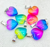 16mm Gemstone Quartz Crystal Opal Cat's Eye Charms Heart Pendants DIY Jewelry