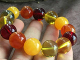 16mm Natural Mexican Multicolor Amber Beeswax Bead Bracelet