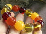 16mm Natural Mexican Multicolor Amber Beeswax Bead Bracelet