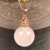 Natural Pink Rose Quartz Pendant Necklace 925 Silver Chains Jewelry AAAAA