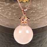 Natural Pink Rose Quartz Pendant Necklace 925 Silver Chains Jewelry AAAAA