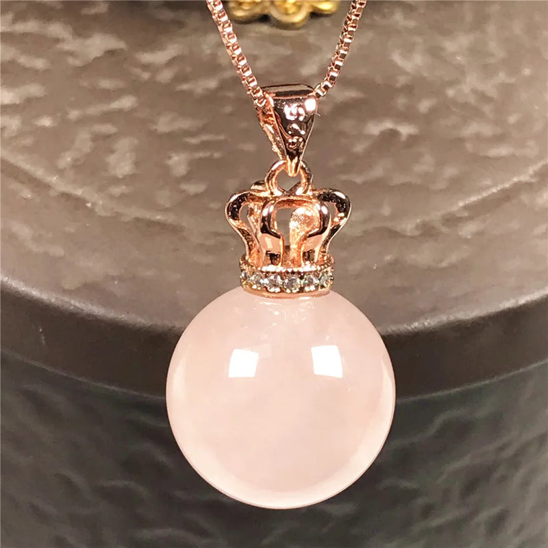 Natural Pink Rose Quartz Pendant Necklace 925 Silver Chains Jewelry AAAAA