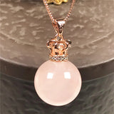 Natural Pink Rose Quartz Pendant Necklace 925 Silver Chains Jewelry AAAAA