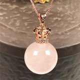 Natural Pink Rose Quartz Pendant Necklace 925 Silver Chains Jewelry AAAAA