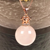 Natural Pink Rose Quartz Pendant Necklace 925 Silver Chains Jewelry AAAAA
