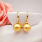 16mm Natural Shell Round Pearl Earrings Real Aurora Classic Jewelry