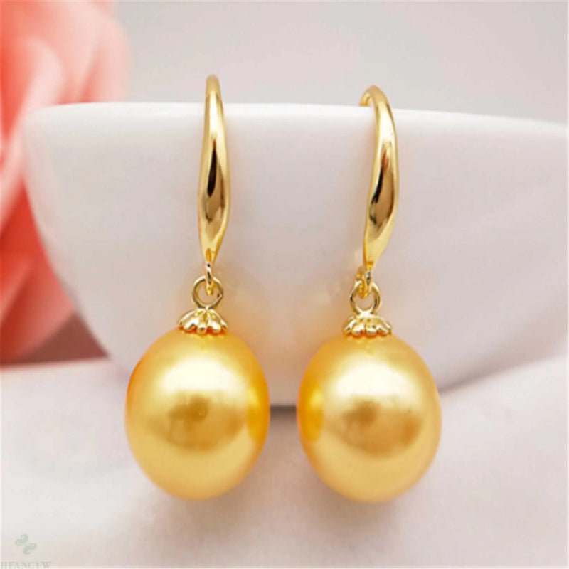 16mm Natural Shell Round Pearl Earrings Real Aurora Classic Jewelry