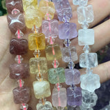 16mm Natural Stone Square Amethyst/Rose Quartz Beads