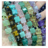 16mm Natural Stone Square Amethyst/Rose Quartz Beads