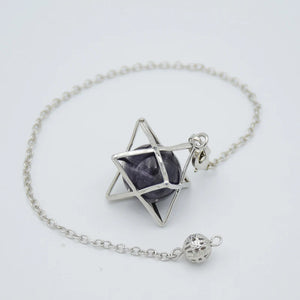 16mm Round Natural Stone Crystal Merkaba Pendulum for Wicca Reiki Healing
