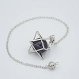 16mm Round Natural Stone Crystal Merkaba Pendulum for Wicca Reiki Healing