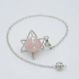 16mm Round Natural Stone Crystal Merkaba Pendulum for Wicca Reiki Healing