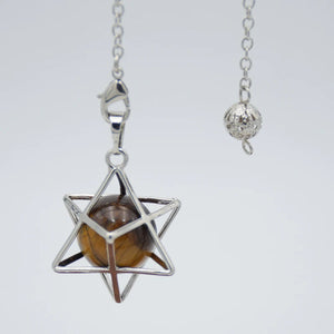 16mm Round Natural Stone Crystal Merkaba Pendulum for Wicca Reiki Healing
