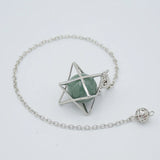 16mm Round Natural Stone Crystal Merkaba Pendulum for Wicca Reiki Healing