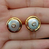 16mm Coin Pearl Earrings with Clear Cz Studs